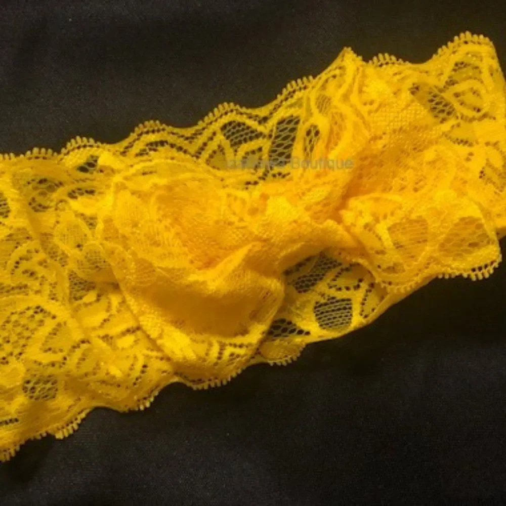 Yellow Lace Big Bow Headband   YLWLMES   Handmade NWT Boutique
